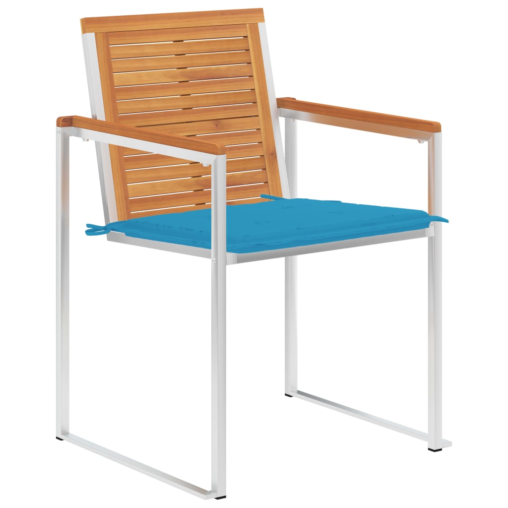 Tuinstoelen 2 st met kussens massief acaciahout en staal is nu te koop bij PeponiXL, paradijselijk wonen!