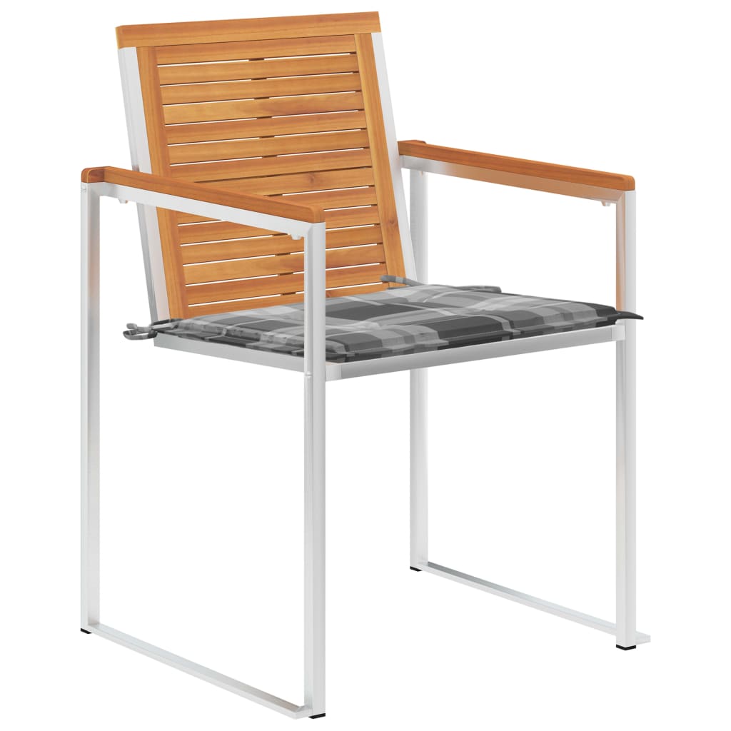 Tuinstoelen 2 st met kussens massief acaciahout en staal is nu te koop bij PeponiXL, paradijselijk wonen!