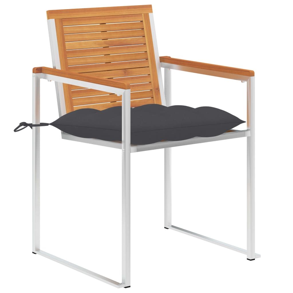 Tuinstoelen 2 st met kussens massief acaciahout en staal is nu te koop bij PeponiXL, paradijselijk wonen!