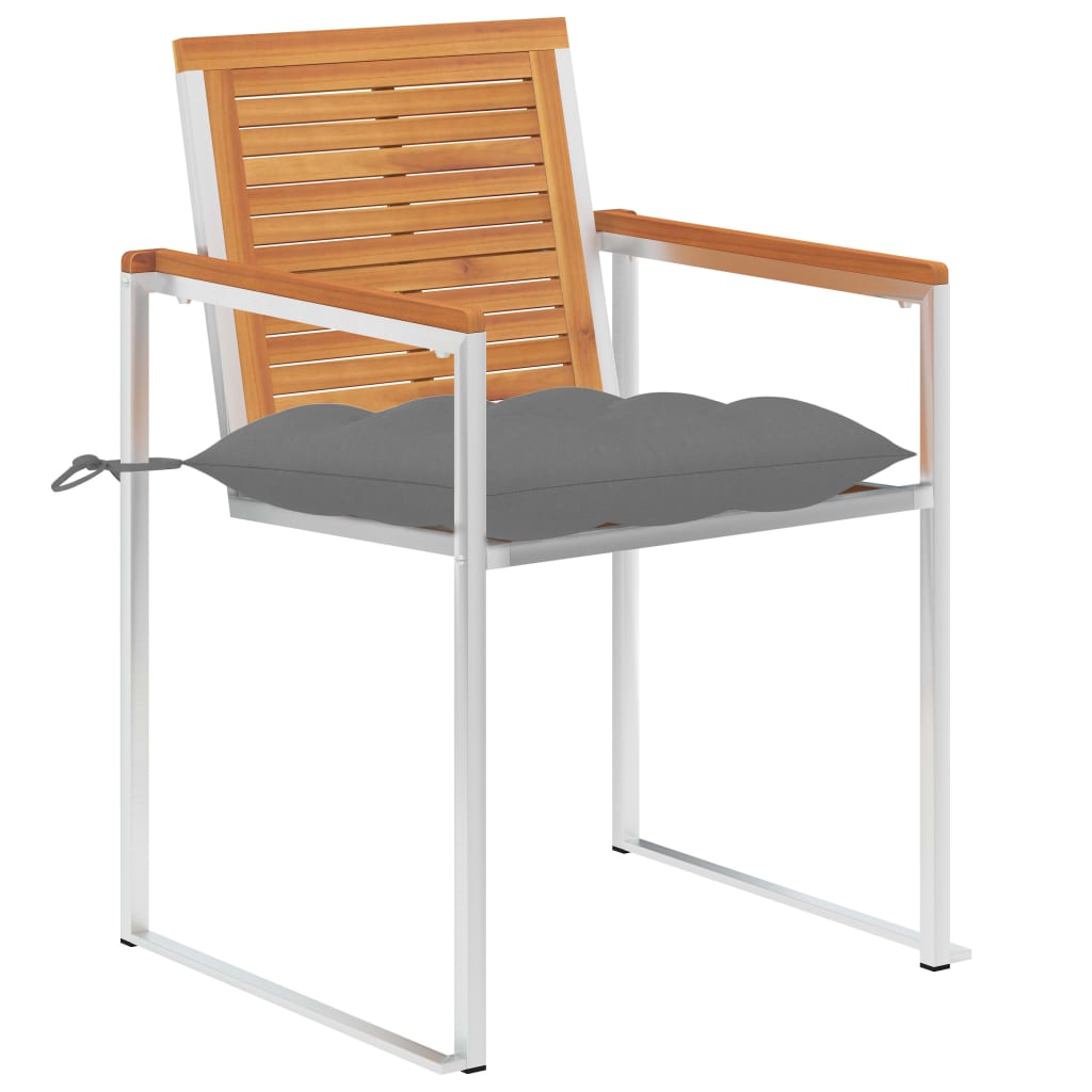 Tuinstoelen 2 st met kussens massief acaciahout en staal is nu te koop bij PeponiXL, paradijselijk wonen!