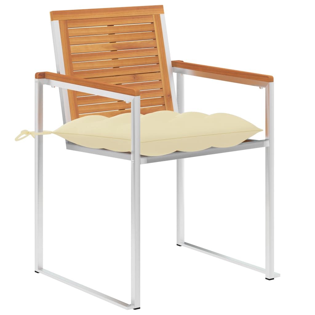 Tuinstoelen 2 st met kussens massief acaciahout en staal is nu te koop bij PeponiXL, paradijselijk wonen!