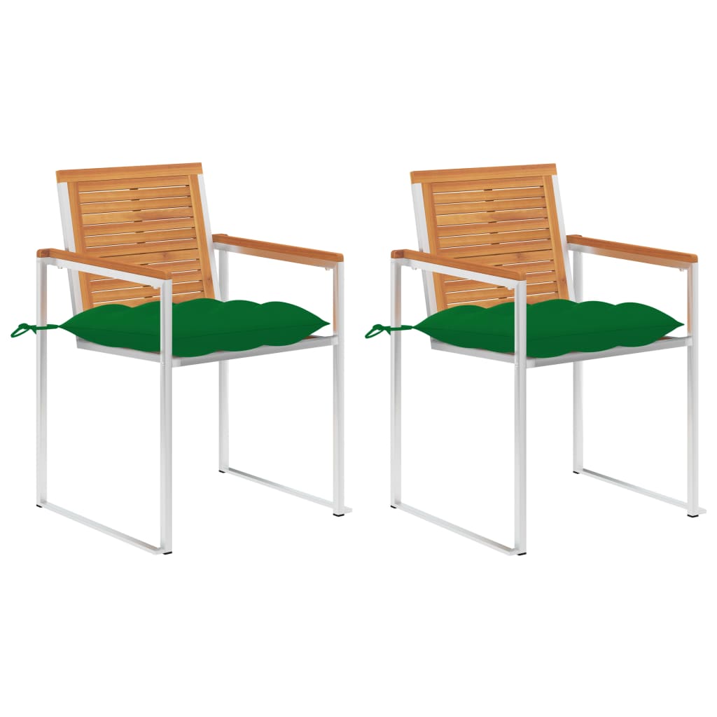 Tuinstoelen 2 st met kussens massief acaciahout en staal is nu te koop bij PeponiXL, paradijselijk wonen!