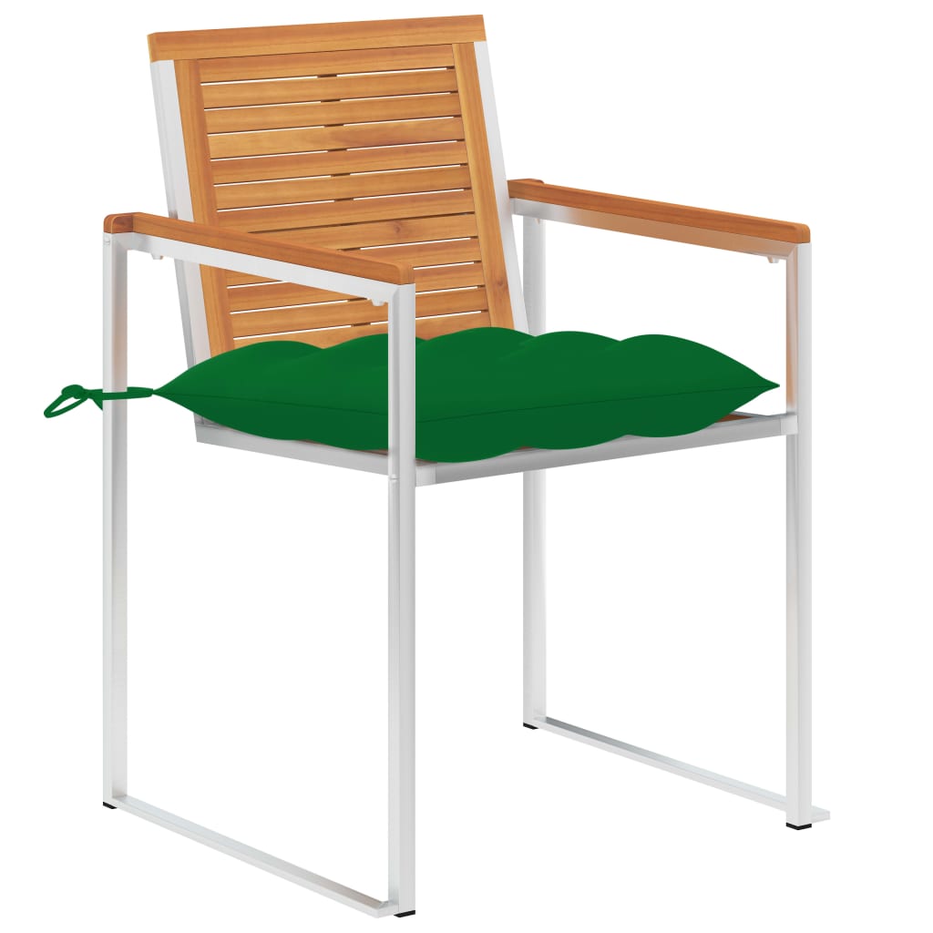 Tuinstoelen 2 st met kussens massief acaciahout en staal is nu te koop bij PeponiXL, paradijselijk wonen!