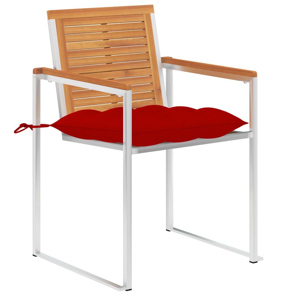 Tuinstoelen 2 st met kussens massief acaciahout en staal is nu te koop bij PeponiXL, paradijselijk wonen!