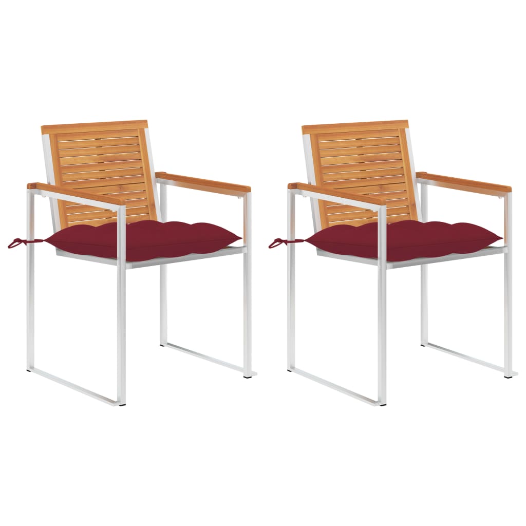 Tuinstoelen 2 st met kussens massief acaciahout en staal is nu te koop bij PeponiXL, paradijselijk wonen!