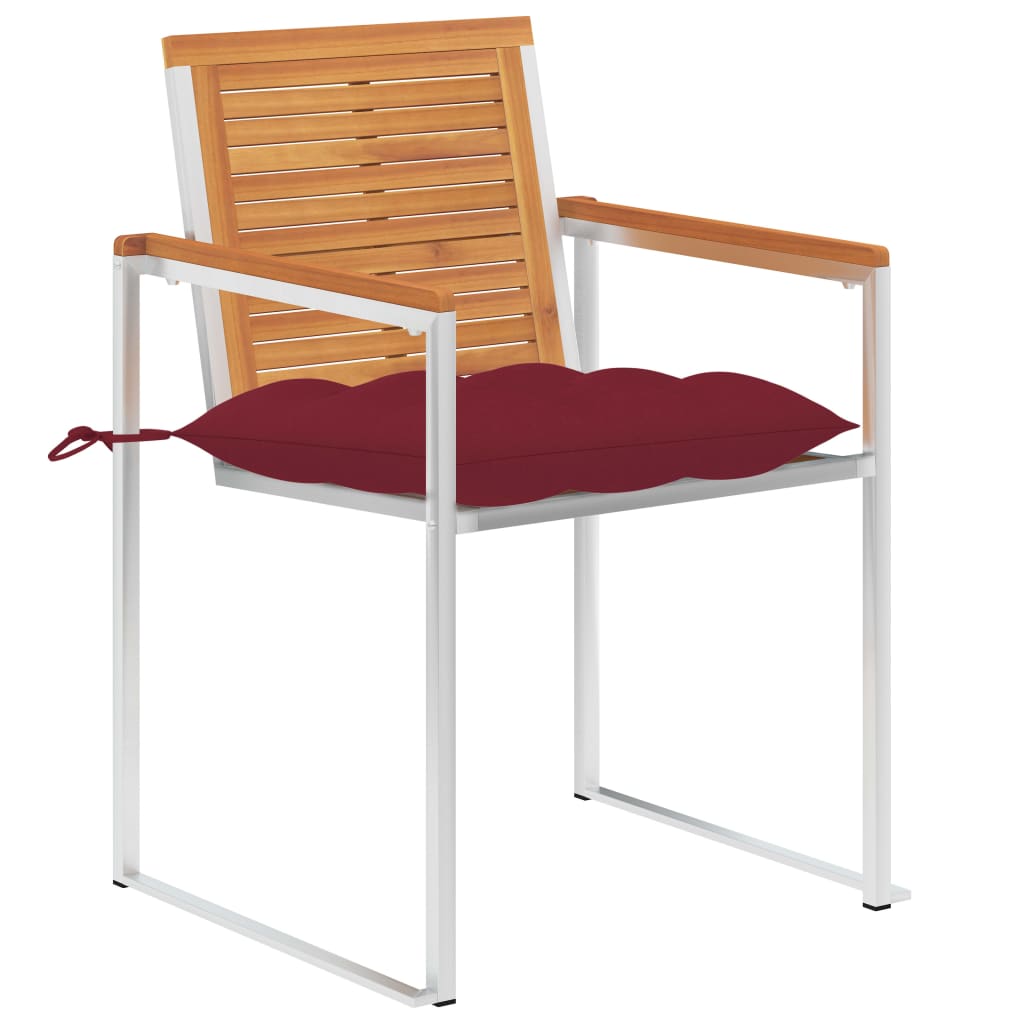 Tuinstoelen 2 st met kussens massief acaciahout en staal is nu te koop bij PeponiXL, paradijselijk wonen!