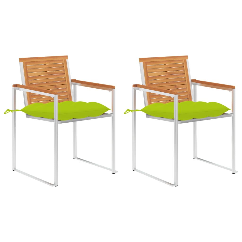 Tuinstoelen 2 st met kussens massief acaciahout en staal is nu te koop bij PeponiXL, paradijselijk wonen!