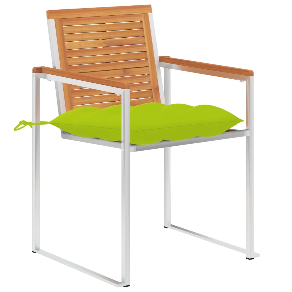 Tuinstoelen 2 st met kussens massief acaciahout en staal is nu te koop bij PeponiXL, paradijselijk wonen!