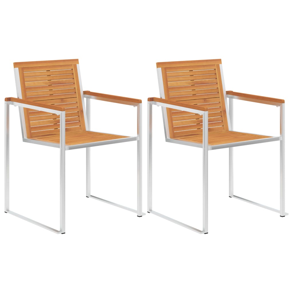 Tuinstoelen 2 st met kussens massief acaciahout en staal is nu te koop bij PeponiXL, paradijselijk wonen!