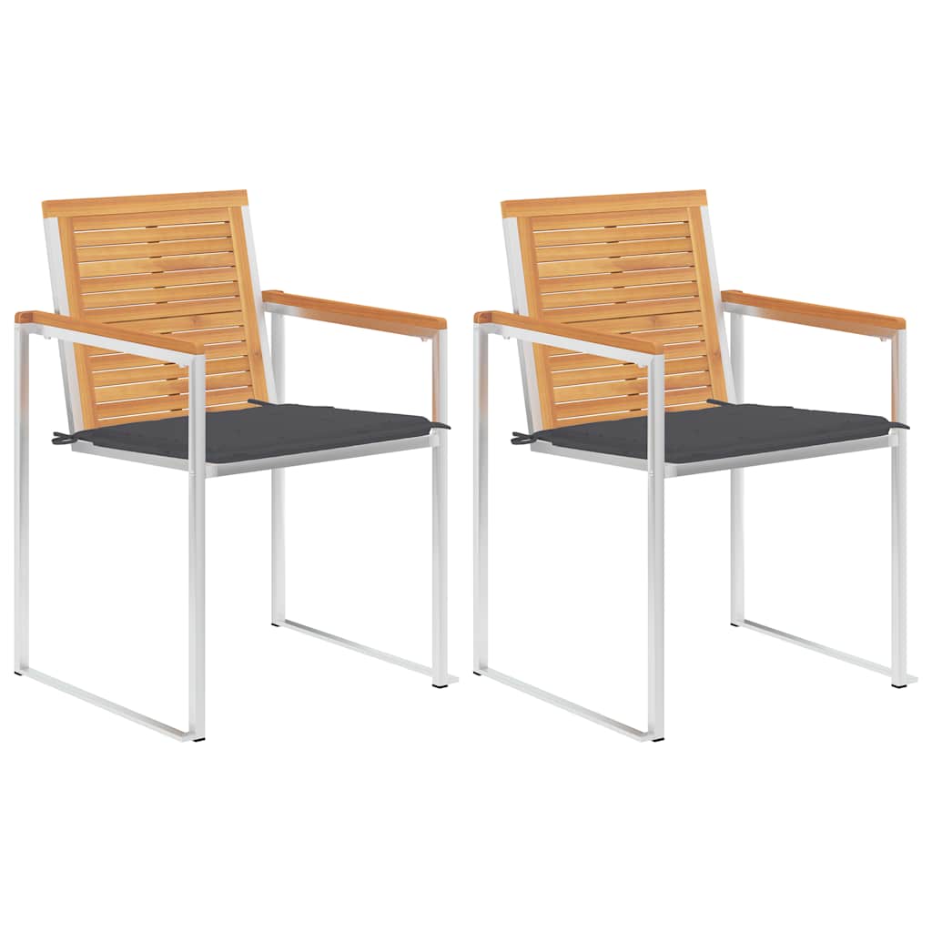 Tuinstoelen 2 st met kussens massief teakhout en staal is nu te koop bij PeponiXL, paradijselijk wonen!