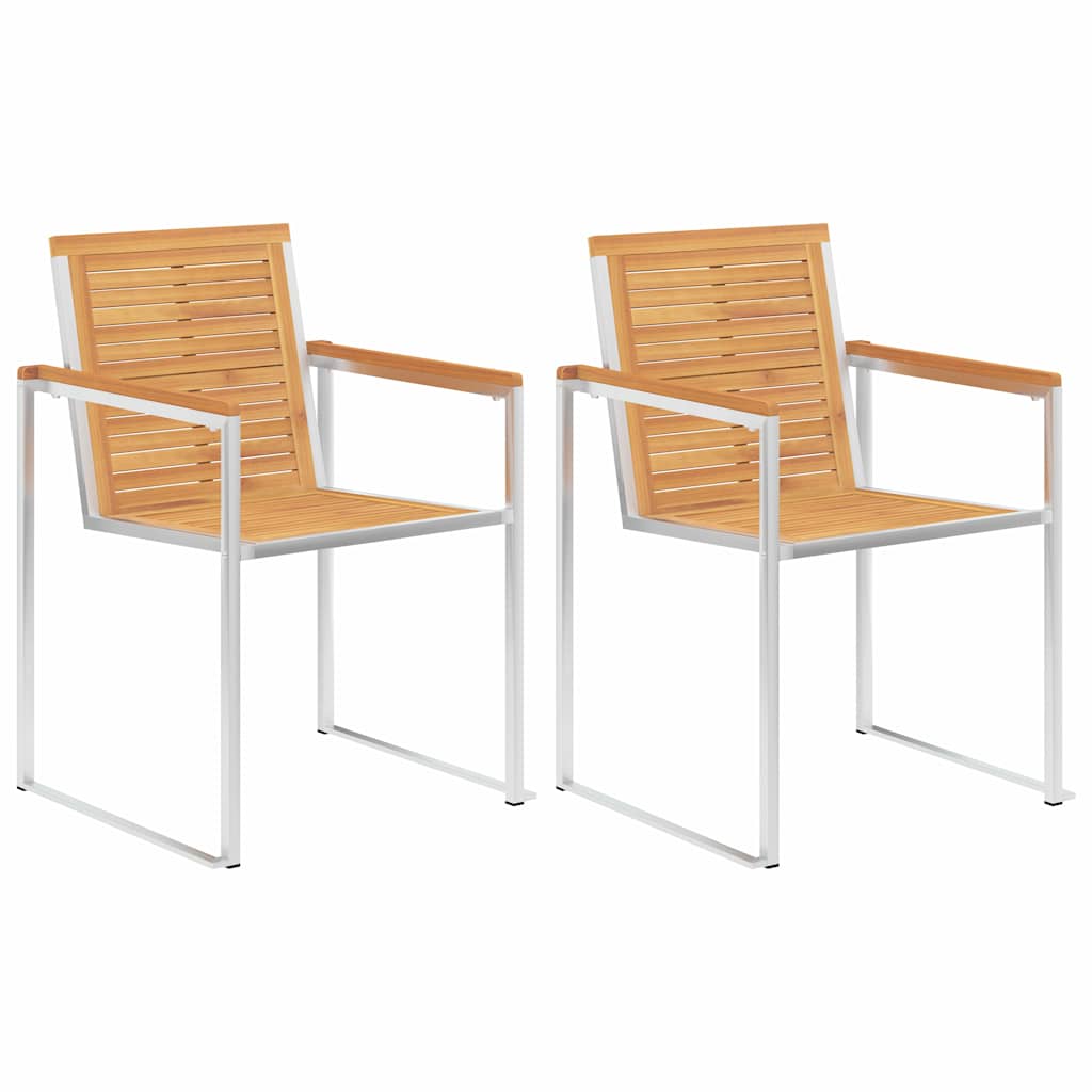 Tuinstoelen 2 st met kussens massief teakhout en staal is nu te koop bij PeponiXL, paradijselijk wonen!