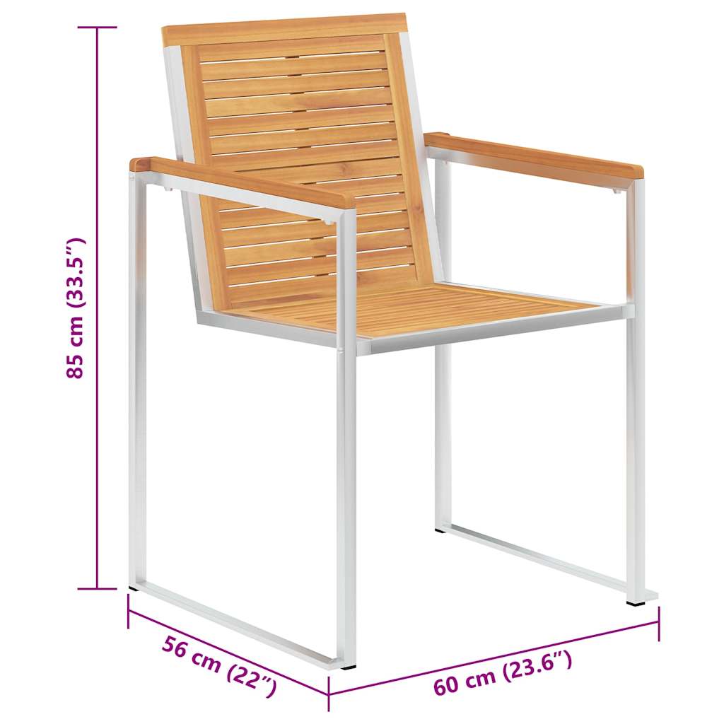 Tuinstoelen 2 st met kussens massief teakhout en staal is nu te koop bij PeponiXL, paradijselijk wonen!
