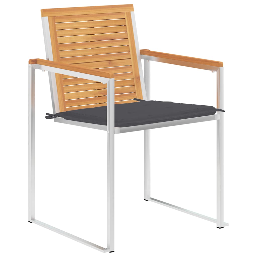 Tuinstoelen 2 st met kussens massief teakhout en staal is nu te koop bij PeponiXL, paradijselijk wonen!