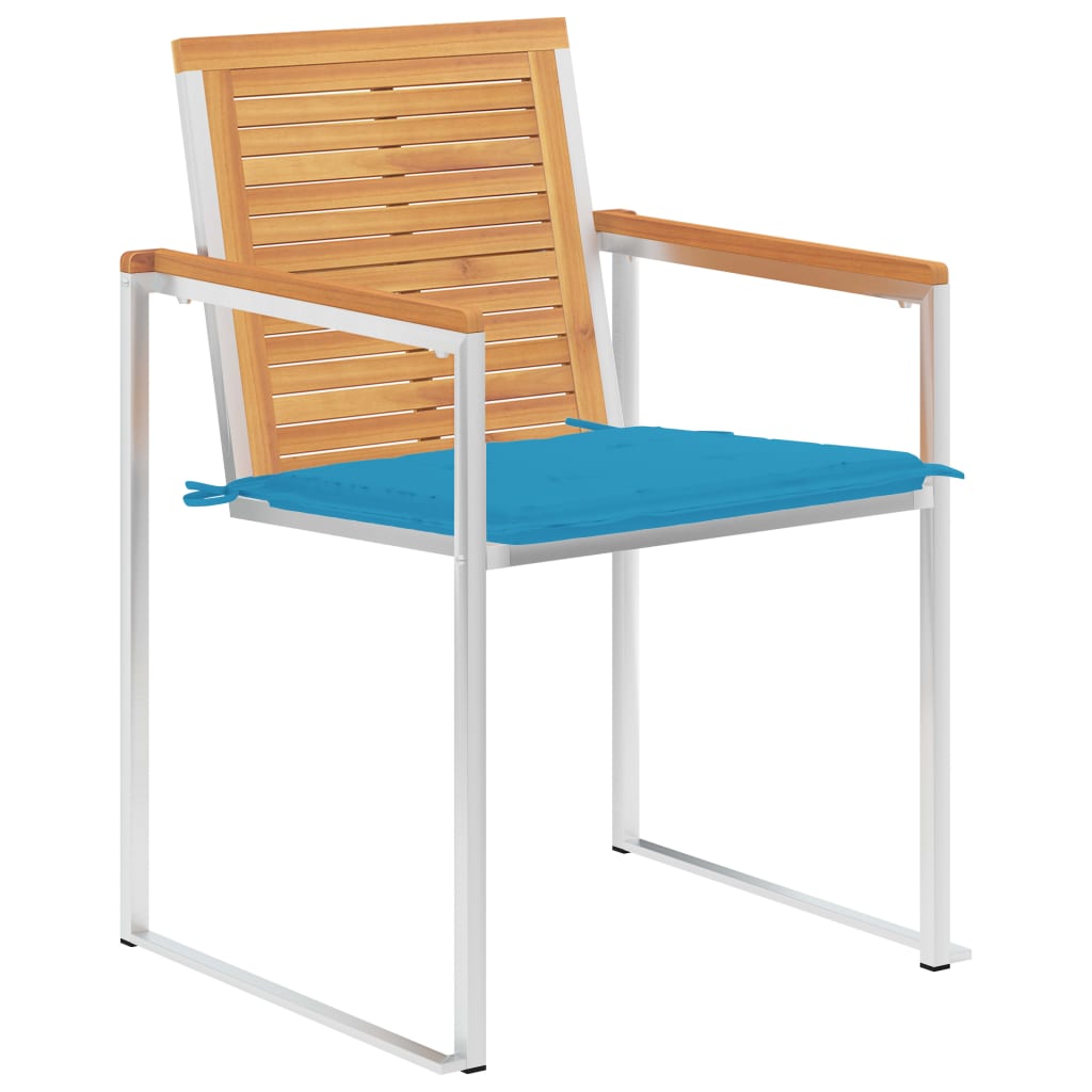 Tuinstoelen 2 st met kussens massief teakhout en staal is nu te koop bij PeponiXL, paradijselijk wonen!