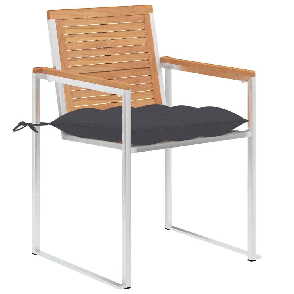 Tuinstoelen 2 st met kussens massief teakhout en staal is nu te koop bij PeponiXL, paradijselijk wonen!