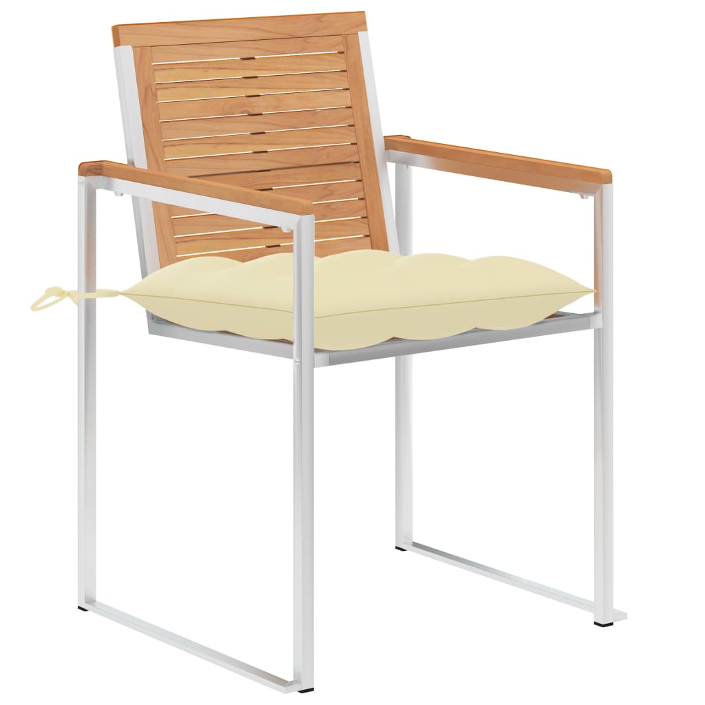 Tuinstoelen 2 st met kussens massief teakhout en staal is nu te koop bij PeponiXL, paradijselijk wonen!