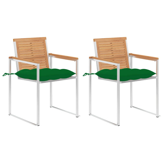Tuinstoelen 2 st met kussens massief teakhout en staal is nu te koop bij PeponiXL, paradijselijk wonen!