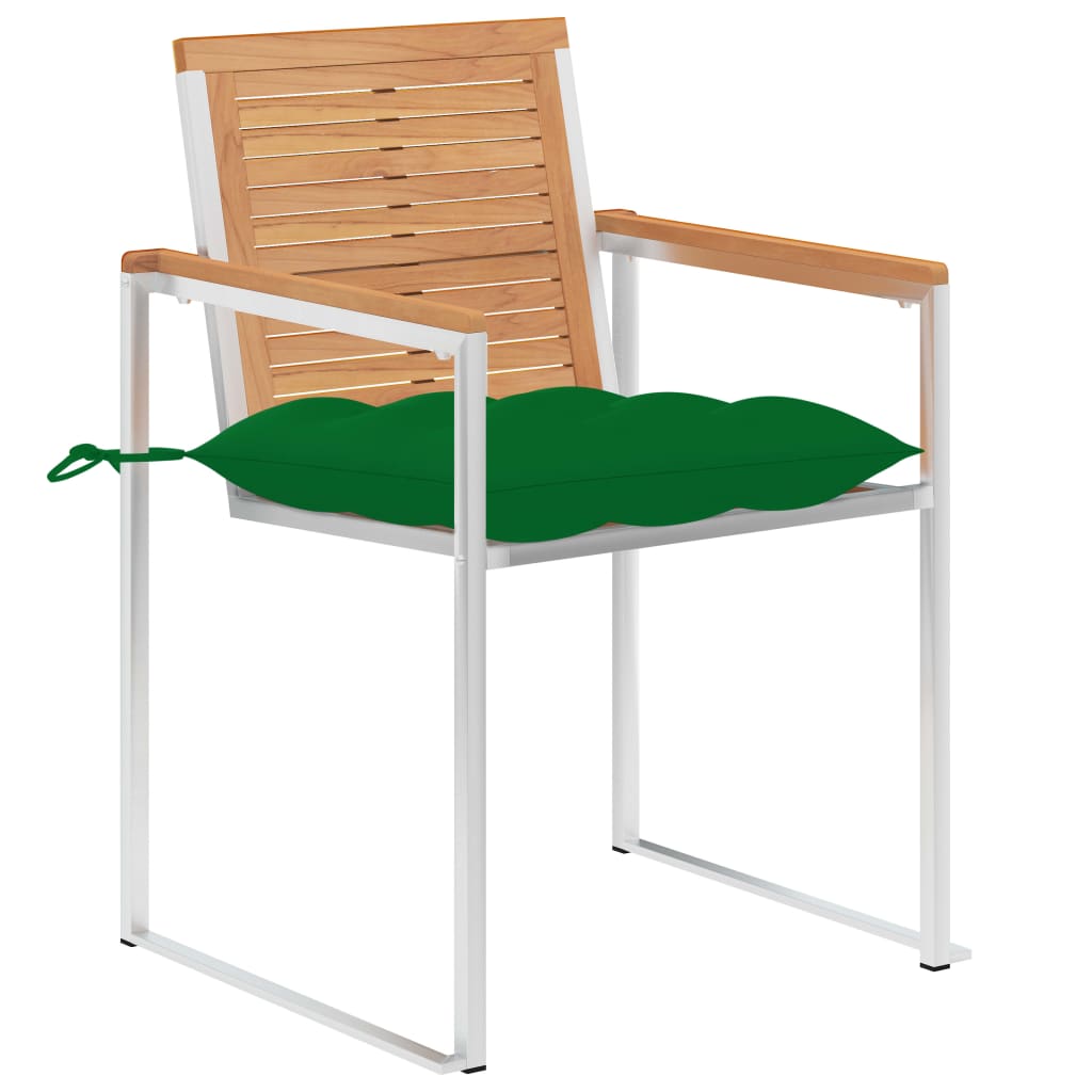 Tuinstoelen 2 st met kussens massief teakhout en staal is nu te koop bij PeponiXL, paradijselijk wonen!