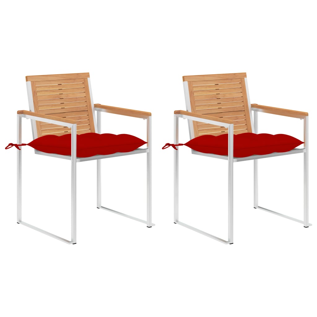 Tuinstoelen 2 st met kussens massief teakhout en staal is nu te koop bij PeponiXL, paradijselijk wonen!