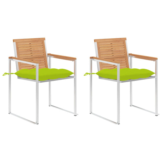 Tuinstoelen 2 st met kussens massief teakhout en staal is nu te koop bij PeponiXL, paradijselijk wonen!