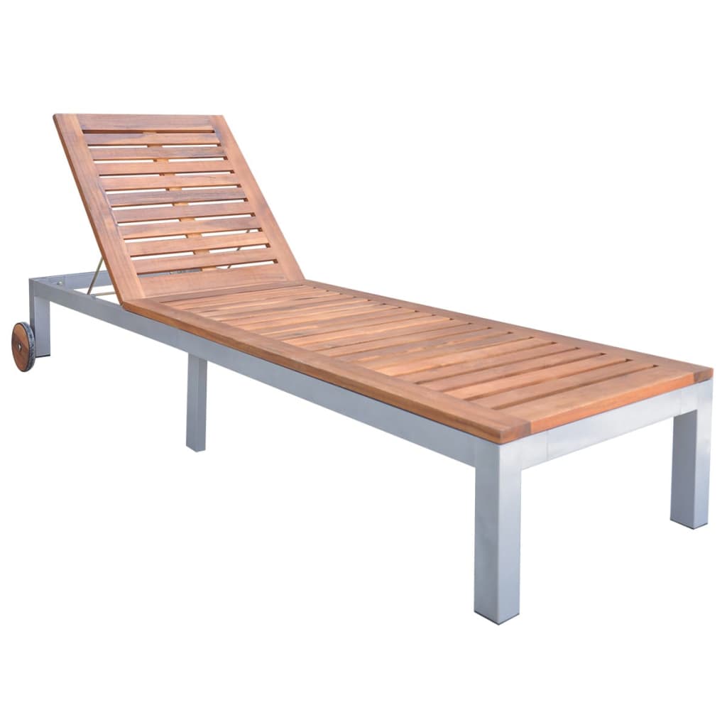 Ligbed met kussen massief acaciahout en gegalvaniseerd staal is nu te koop bij PeponiXL, paradijselijk wonen!