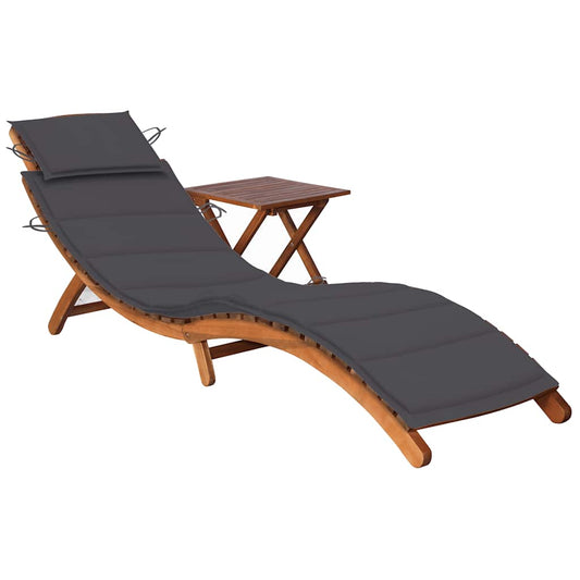 Ligbed met tafeltje en kussen massief acaciahout is nu te koop bij PeponiXL, paradijselijk wonen!