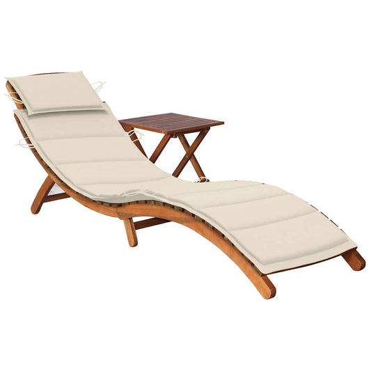 Ligbed met tafeltje en kussen massief acaciahout is nu te koop bij PeponiXL, paradijselijk wonen!