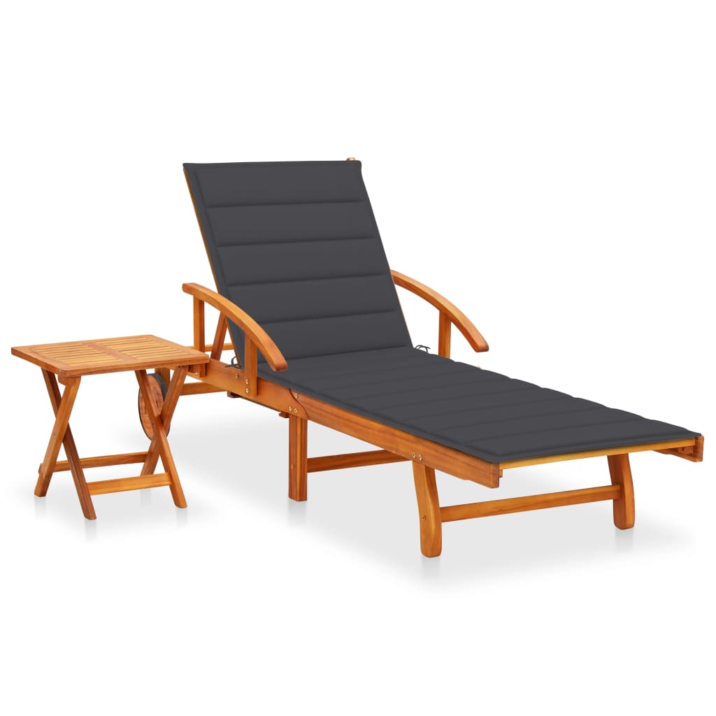 Ligbed met tafeltje en kussen massief acaciahout is nu te koop bij PeponiXL, paradijselijk wonen!