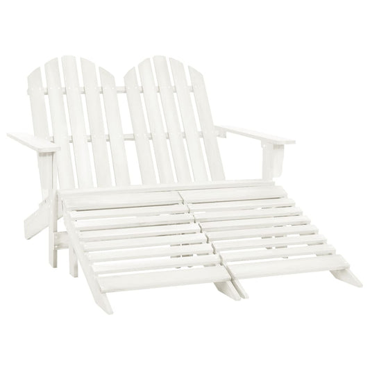 Tuinstoel 2-zits Adirondack met voetenbank vurenhout wit is nu te koop bij PeponiXL, paradijselijk wonen!