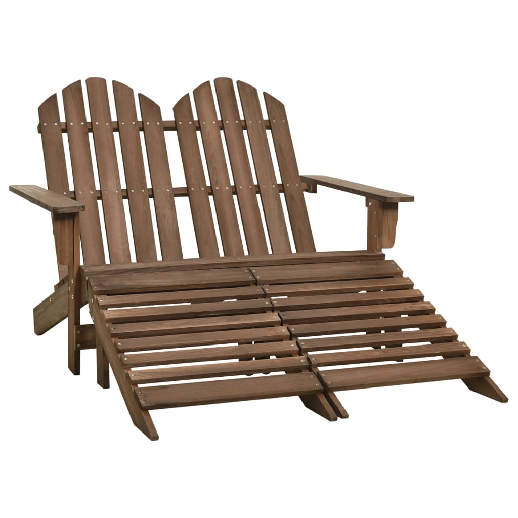 Tuinstoel 2-zits Adirondack met voetenbank vurenhout bruin is nu te koop bij PeponiXL, paradijselijk wonen!
