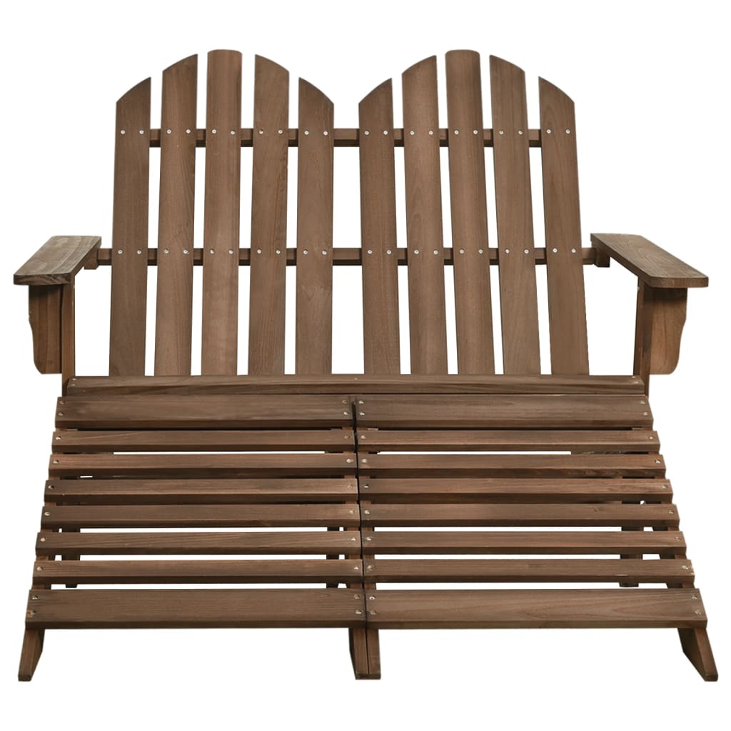 Tuinstoel 2-zits Adirondack met voetenbank vurenhout bruin is nu te koop bij PeponiXL, paradijselijk wonen!