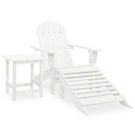 Tuinstoel Adirondack met voetenbank tafel massief vurenhout wit is nu te koop bij PeponiXL, paradijselijk wonen!