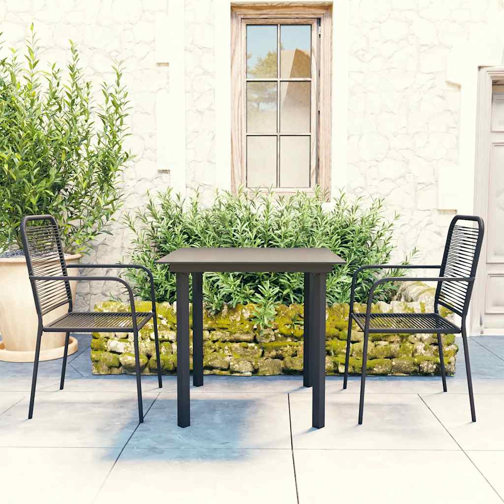 3-delige Tuinset glas en staal zwart is nu te koop bij PeponiXL, paradijselijk wonen!