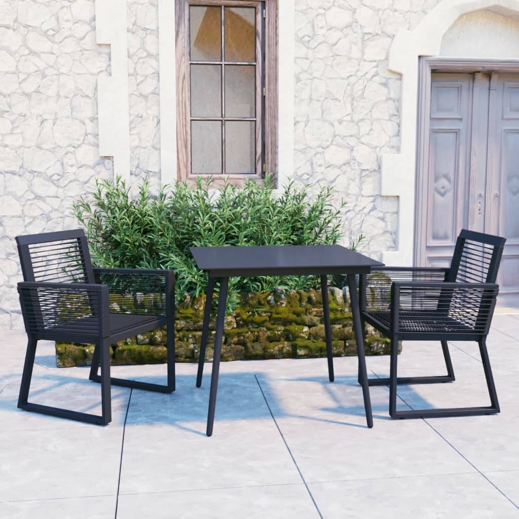 3-delige Tuinset PVC-rattan zwart is nu te koop bij PeponiXL, paradijselijk wonen!