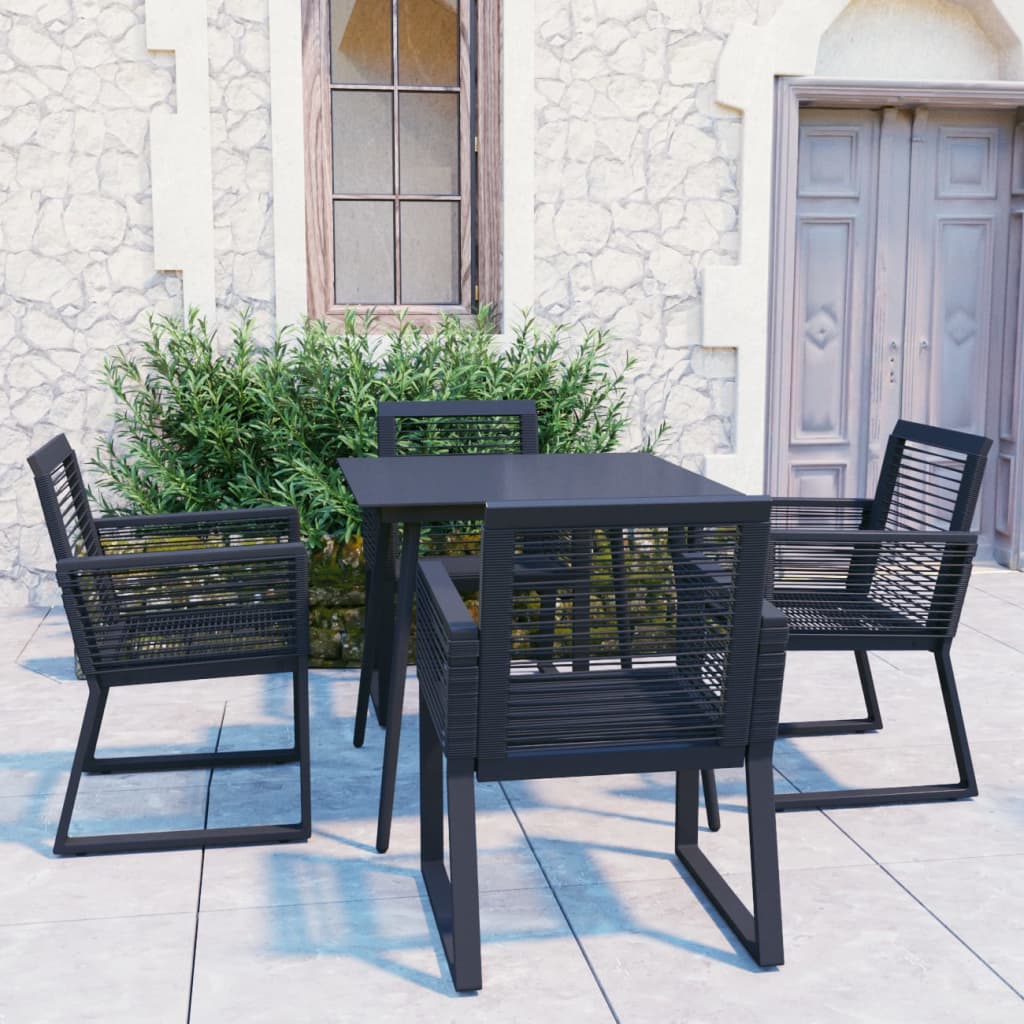 5-delige Tuinset PVC-rattan zwart is nu te koop bij PeponiXL, paradijselijk wonen!