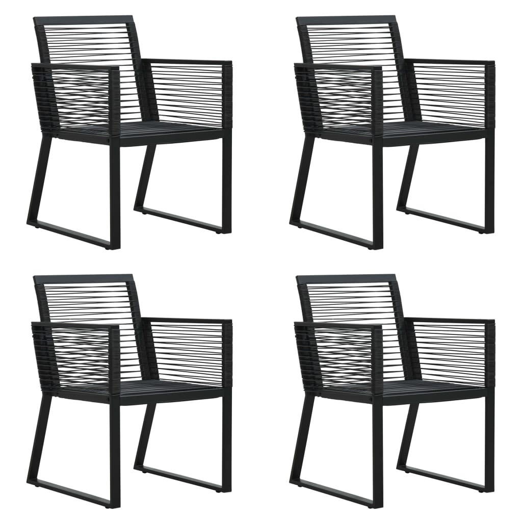 5-delige Tuinset PVC-rattan zwart