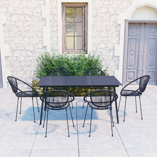 7-delige Tuinset PVC-rattan zwart is nu te koop bij PeponiXL, paradijselijk wonen!
