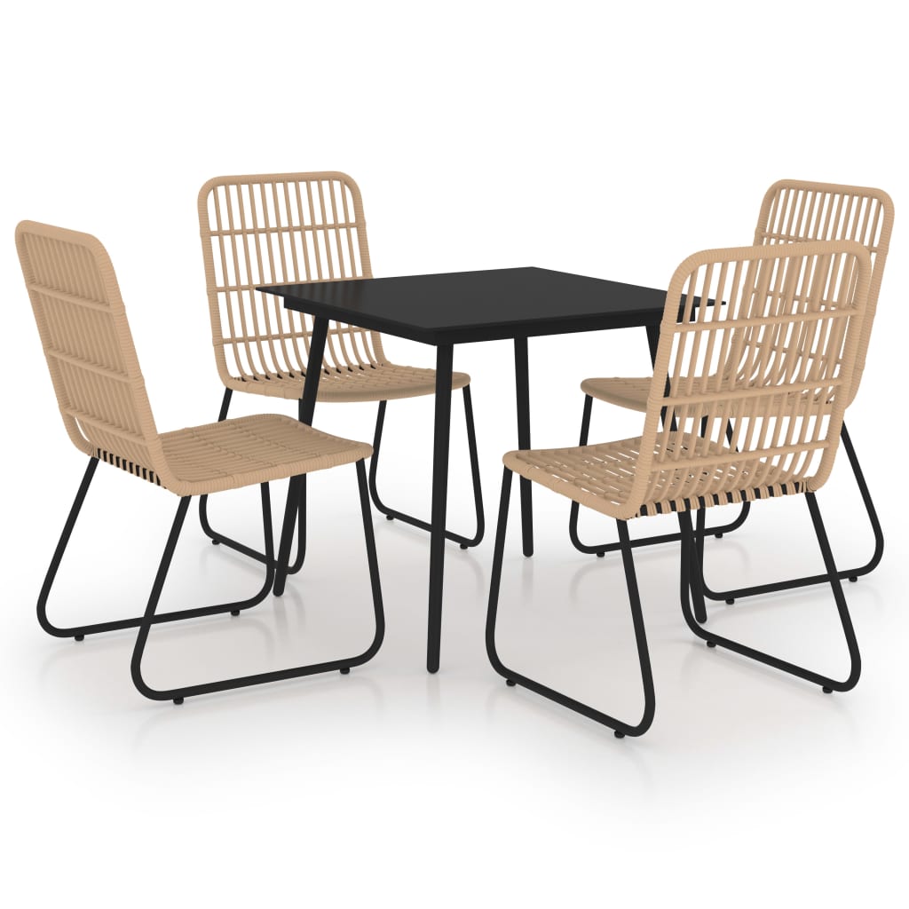 5-delige Tuinset poly rattan en glas