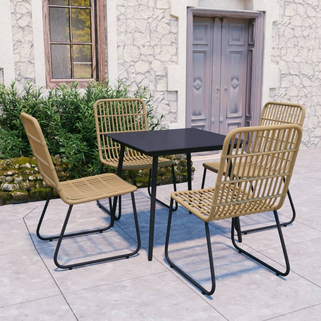 5-delige Tuinset poly rattan en glas