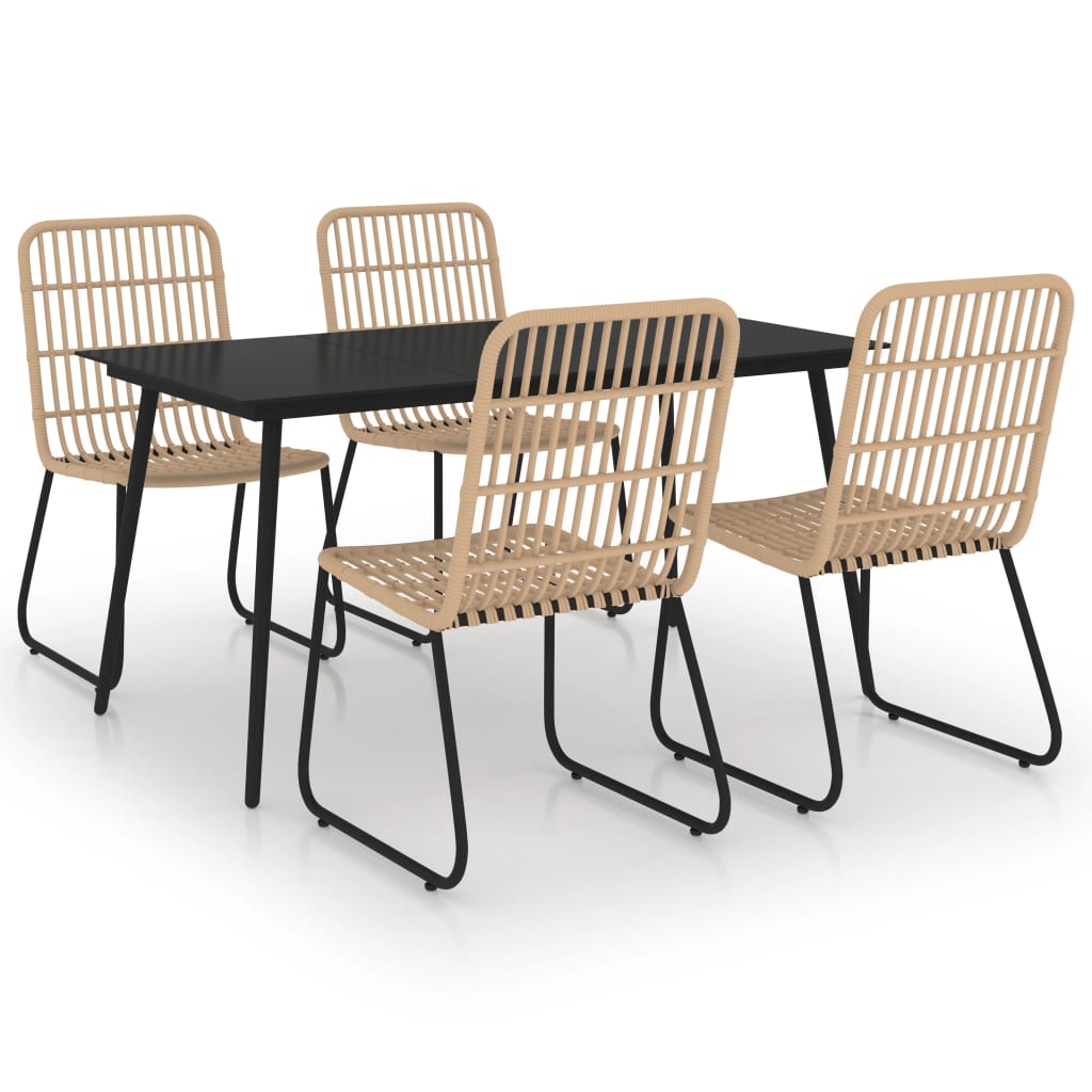5-delige Tuinset poly rattan en glas