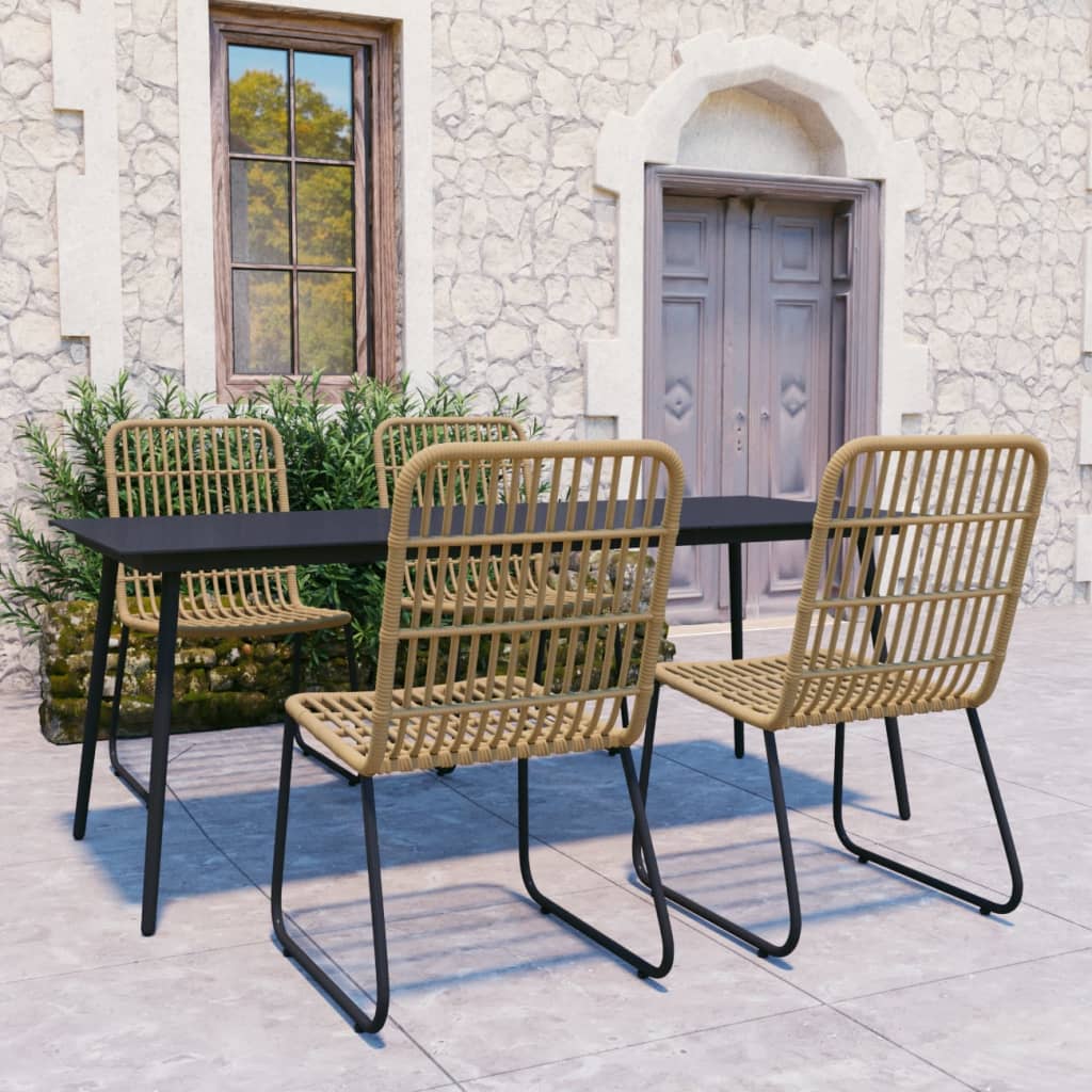 5-delige Tuinset poly rattan en glas