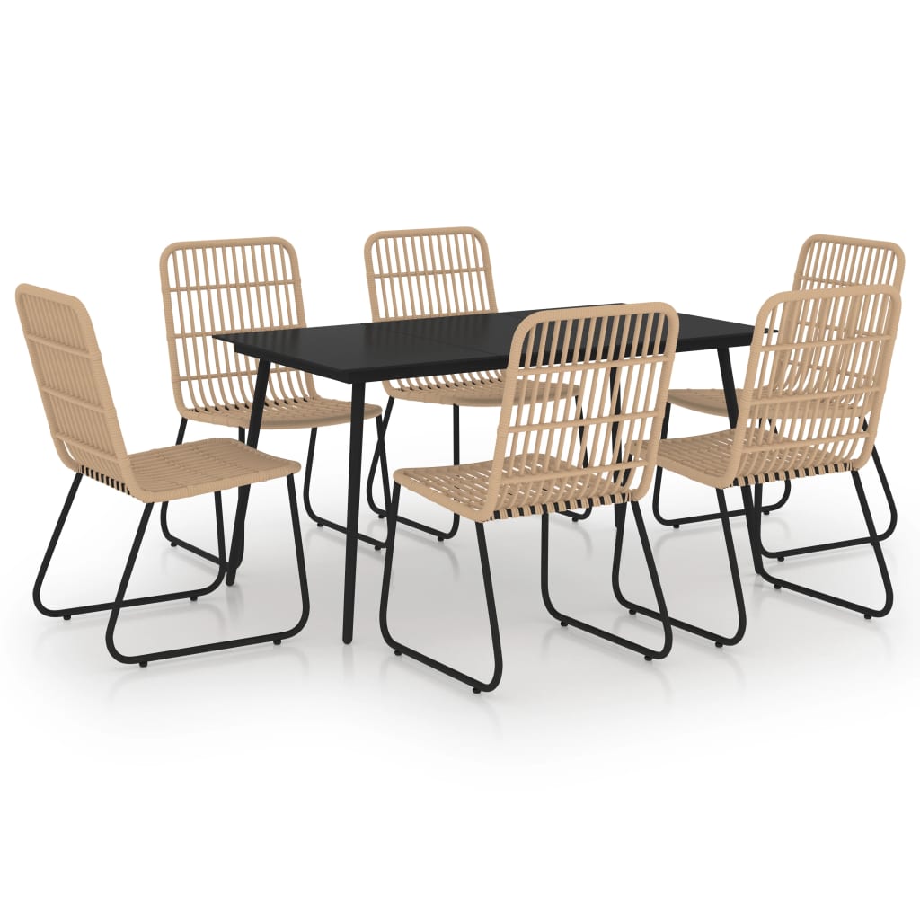 7-delige Tuinset poly rattan en glas