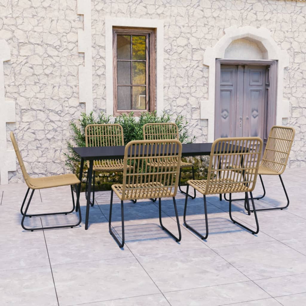 7-delige Tuinset poly rattan en glas