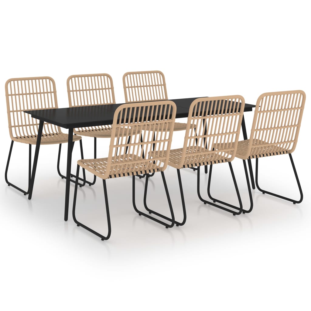 7-delige Tuinset poly rattan en glas