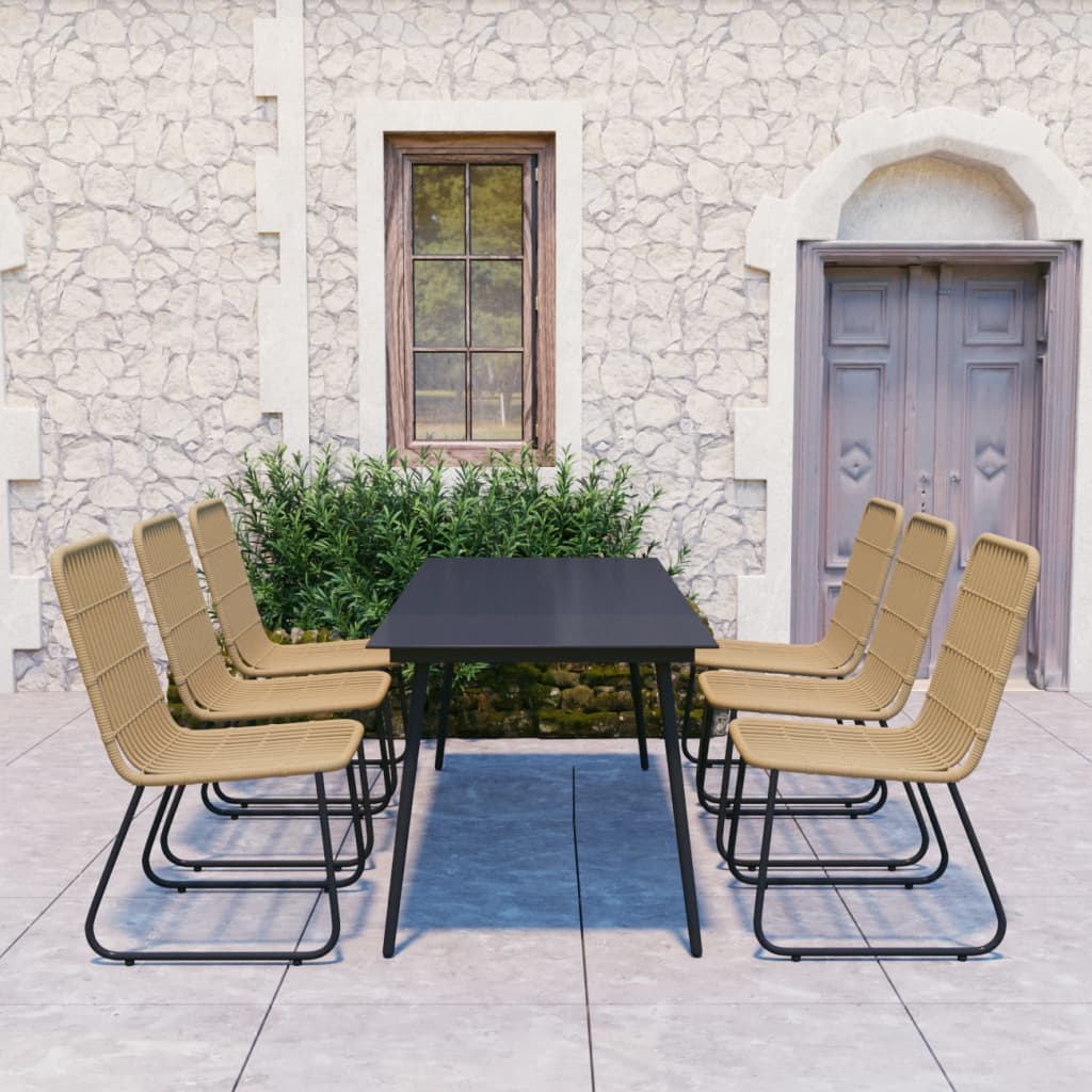7-delige Tuinset poly rattan en glas