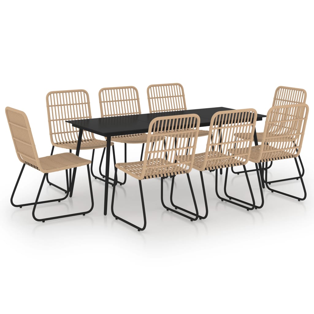 9-delige Tuinset poly rattan en glas