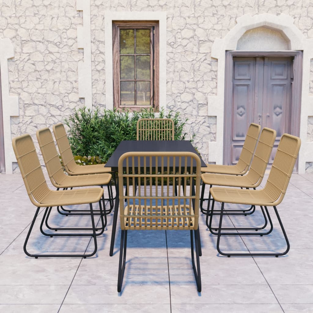 9-delige Tuinset poly rattan en glas