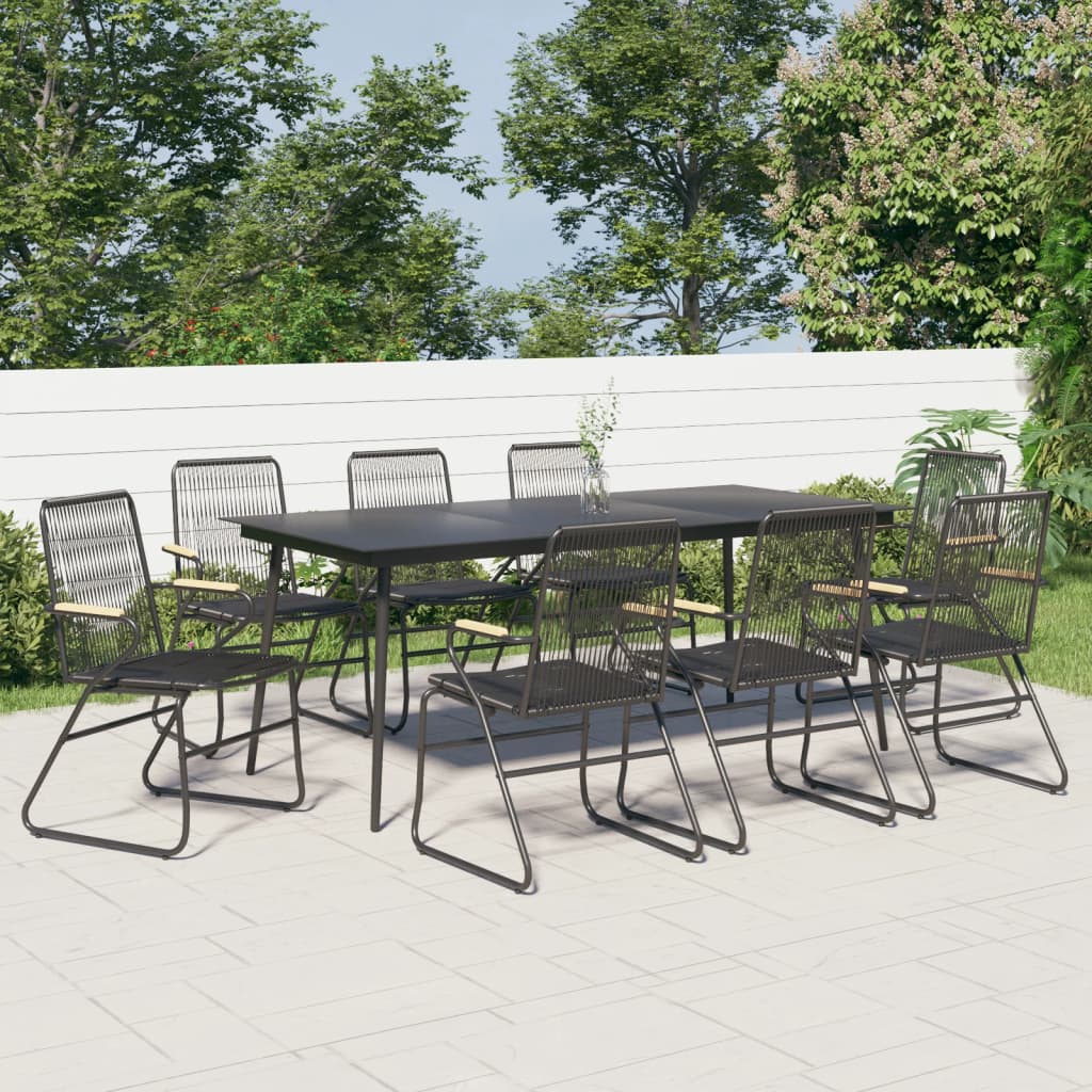 9-delige Tuinset PVC-rattan zwart is nu te koop bij PeponiXL, paradijselijk wonen!