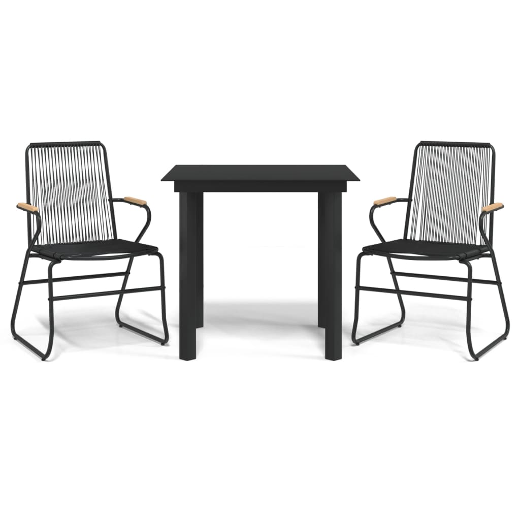 3-delige Tuinset PVC-rattan zwart is nu te koop bij PeponiXL, paradijselijk wonen!