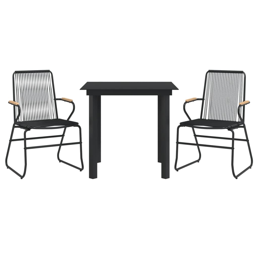 3-delige Tuinset PVC-rattan zwart is nu te koop bij PeponiXL, paradijselijk wonen!